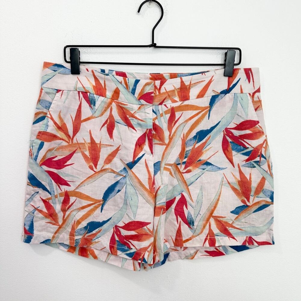 Tommy Bahama Linen Breathable Shorts Tropical Leaf Print size 8